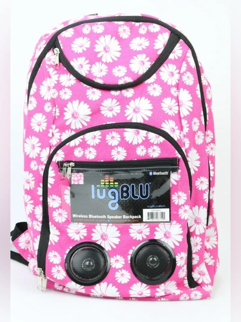 lugBLU Wireless Bluetooth Speaker Backpack-pink with white flowers NEW NWT